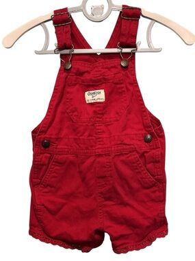 3/$15 OshKosh B'gosh Red Girls' Short Overalls with Lace Trim